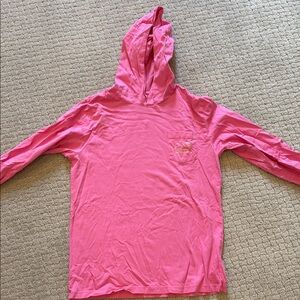 Vineyard Vines Hot Pink Pocket Tee with Gold Whale Logo